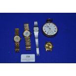 Assorted Wristwatches plus Gold Plated Pocket Watch