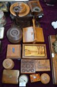 Treen Items Including Boxes, Candlesticks, etc.