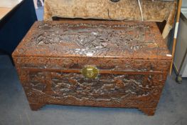 Carved Chinese Camphor Wood Chest