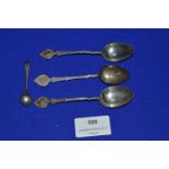 Three Sterling Silver Teaspoons and a Mustard Spoon - Birmingham 1900 ~27g total