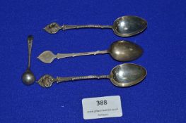 Three Sterling Silver Teaspoons and a Mustard Spoon - Birmingham 1900 ~27g total