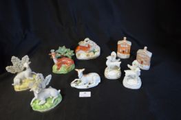 Nine Victorian Farings Including Spill Vases, etc.