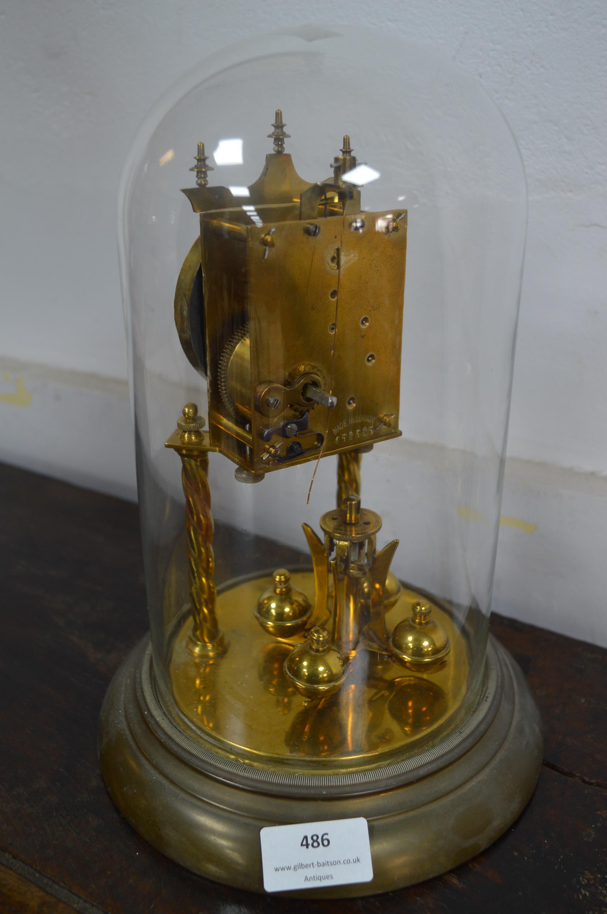 19th Century Round Glass Dome Clock with 7 Day Movement (AF) - Image 2 of 2