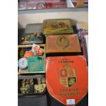 Vintage Tins, Dominoes Set, Matchbox, etc.