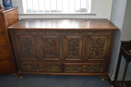 18th Century Carved Oak Mule Chest