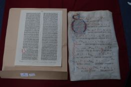 Illuminated Hymnal on Vellum plus Printed Page from a Bible dated 1472