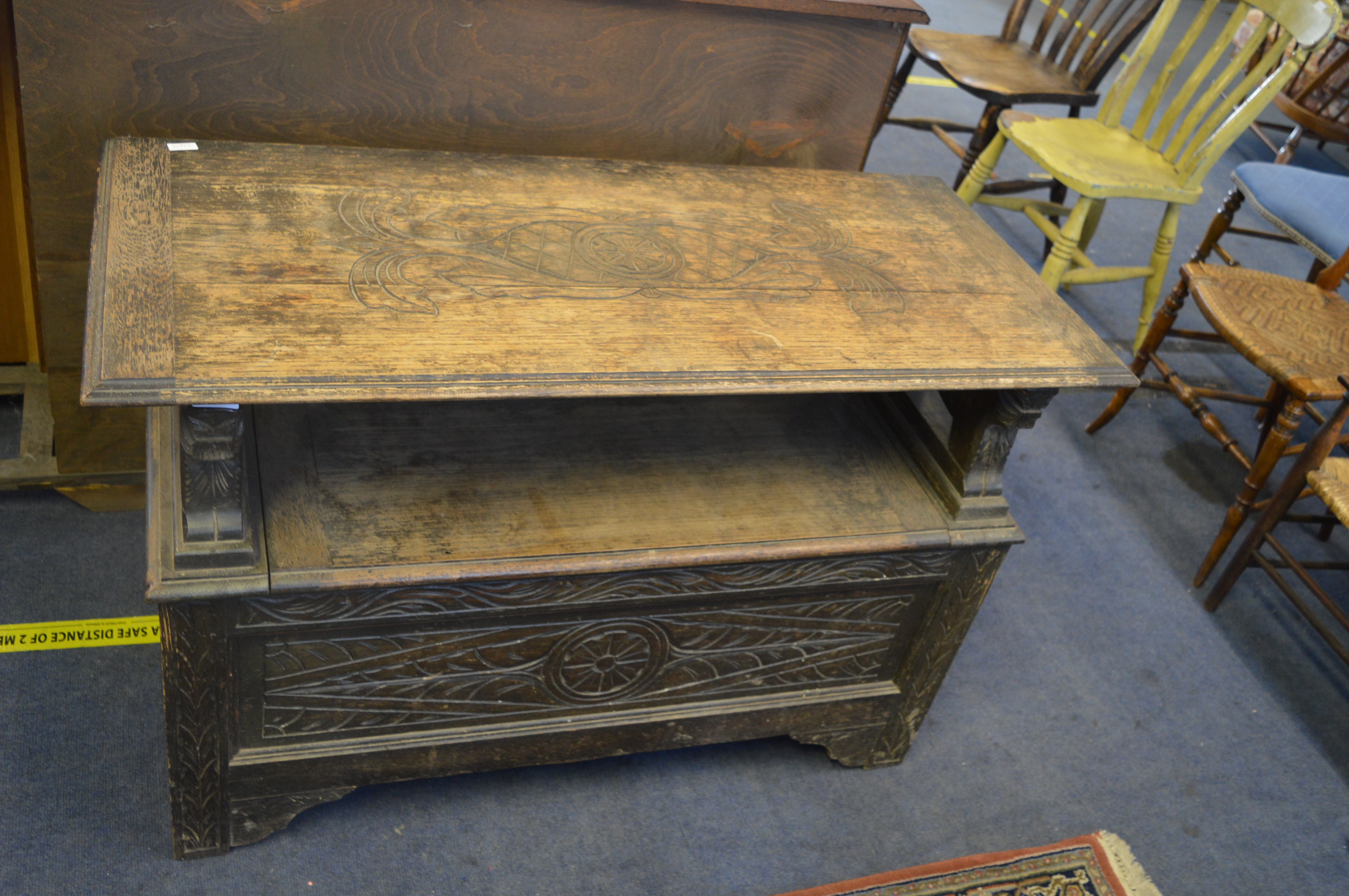 Victorian Oak Monks Bench - Image 2 of 2