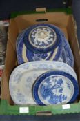 Victorian Blue & White Meat Dishes etc.