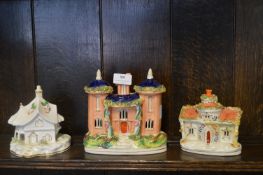 Three Victorian Staffordshire Pastille Burners