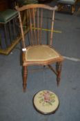 Victorian Child's Chair and a Woolwork Footstool