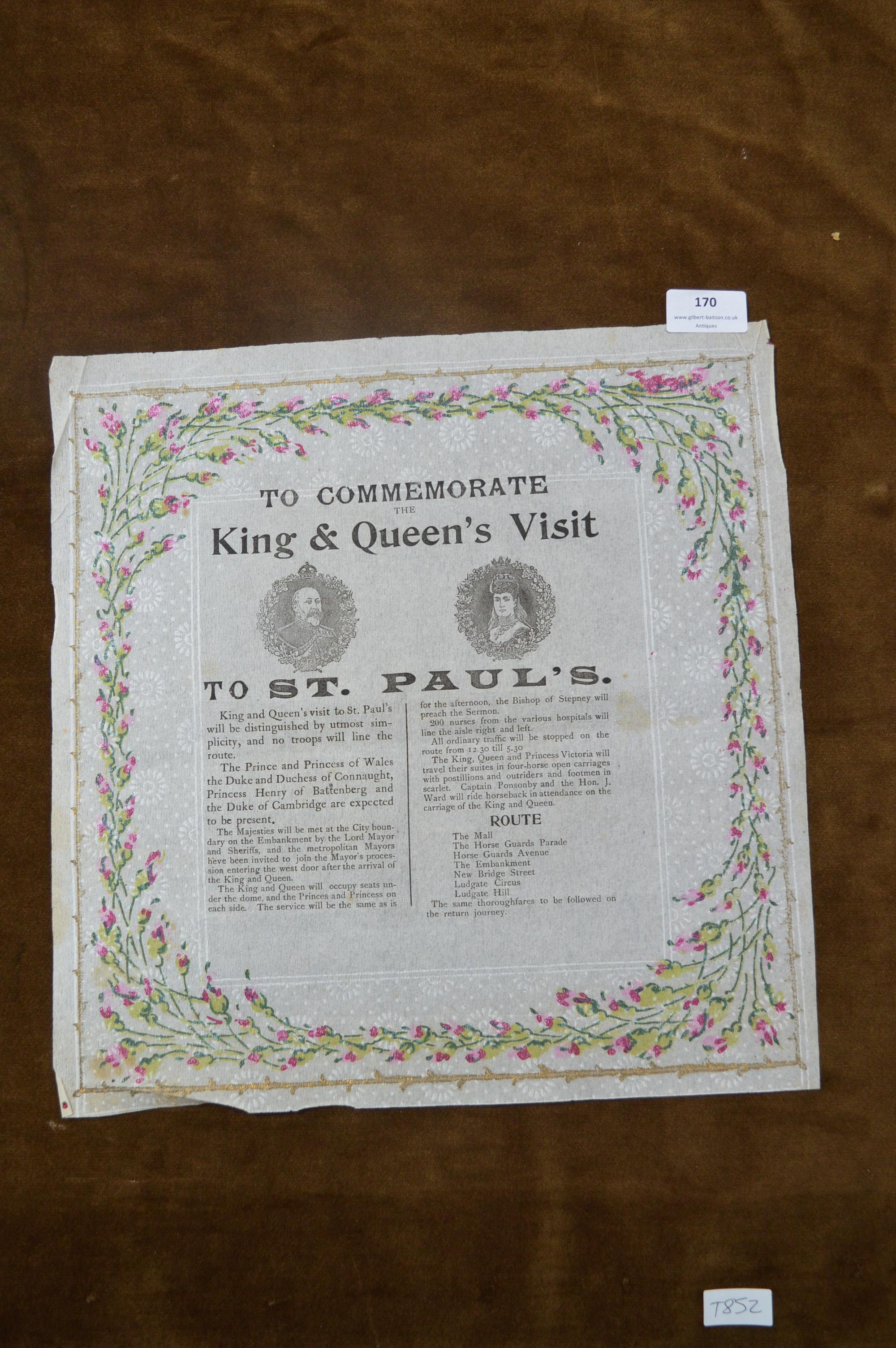 Paper Commemorative - The King and Queens Visit to St Paul's, London