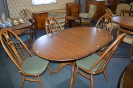 Ercol Oval Dining Table and Four Bentwood Chair with Swan Motif