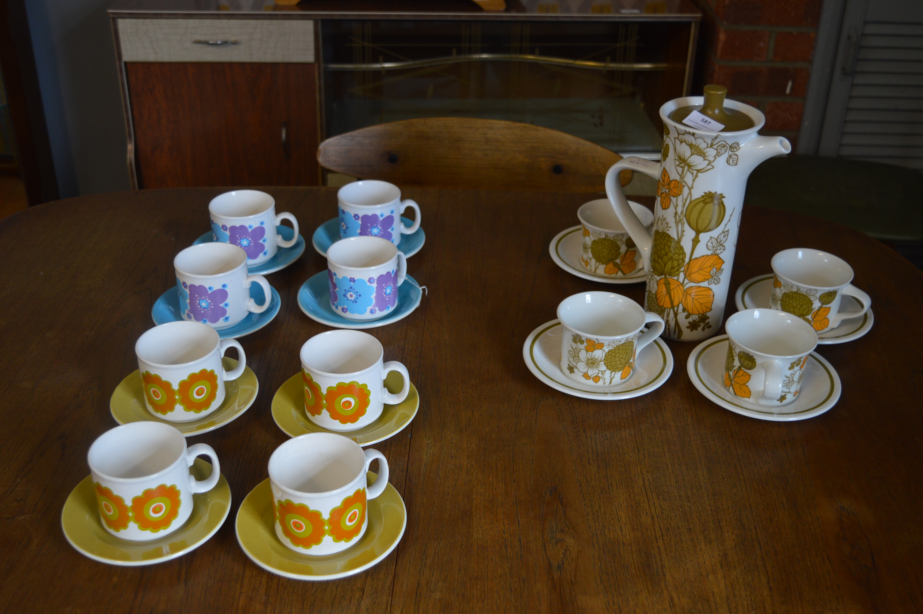 1970's Midwinter Coffee Service plus Eight Staffordshire Potteries Cups & Saucers