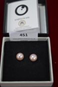 Pair of Kyoto Fresh Water Pearl Ear Studs with 9k Gold Findings