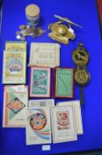 Valentines 1`930's Party Games plus Horse Brasses, Inkwell, Coins, etc.