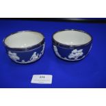 Two Adams Jasperware Silver Rimmed Bowls - London 1906