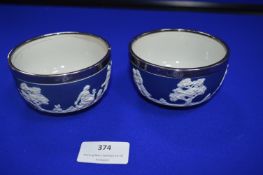 Two Adams Jasperware Silver Rimmed Bowls - London 1906