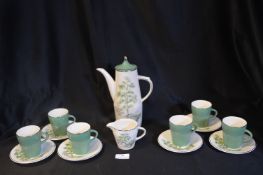 Palissy Silver Birch Pattern Retro Coffee Service (14 Pieces)