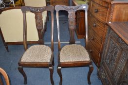 Pair of Carved Mahogany Hall Chairs