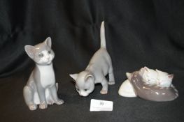 Three Royal Copenhagen Cat Figures