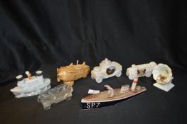 Crested China Aeroplanes, Boats, Armoured Car, Record Player, etc.