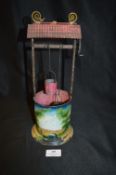 Tinplate Toy Wishing Well Hand Painted circa 1910 with Nautical Scene