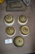 Five 1920's Fluted Brass Light Switches