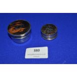 Two Hallmarked Sterling Silver Patch Boxes with Tortoise Shell Inlay Lids - London 1923/24