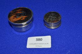 Two Hallmarked Sterling Silver Patch Boxes with Tortoise Shell Inlay Lids - London 1923/24