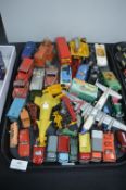 Tray Lot of Playworn Diecast Vehicles Including Dinky, Chimpo, Corgi, etc.