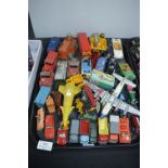 Tray Lot of Playworn Diecast Vehicles Including Dinky, Chimpo, Corgi, etc.