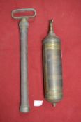 Vintage Pyrene Brass Fire Extinguisher plus Brass Pump