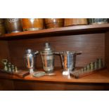 Cocktail Shakers, Ice Bucket, etc. plus Two Part Brass Weight Sets