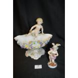 Porcelain Cherub Shell Dish plus Panpipe Player