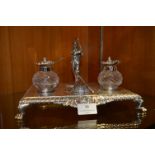 Silver Plate and Cut Glass Golfing Condiment Set