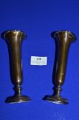 Pair of Hallmarked Silver Specimen Vases - London 1908