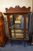 Victorian Mahogany Mirror Backed Display Cabinet with Curved Glass Sides