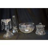 Cut Crystal Fruit Bowl, Candlesticks, etc.