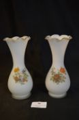 Pair of Satin Milk Glass Vases