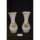 Pair of Satin Milk Glass Vases