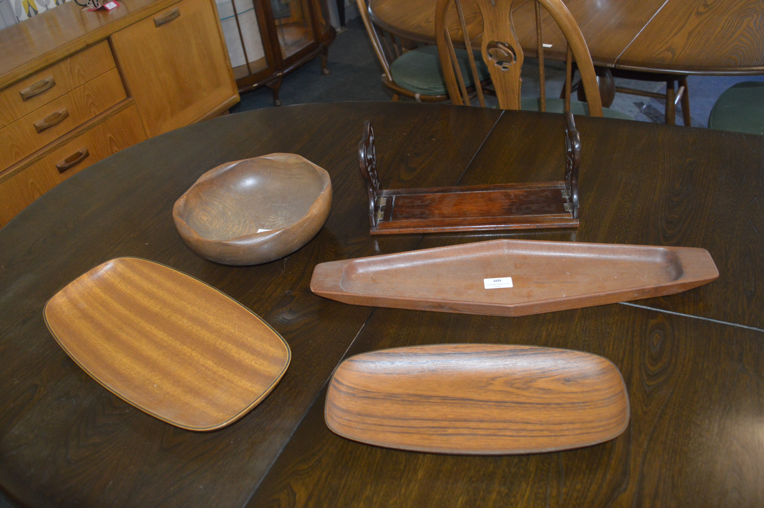 1960's Danish Skidde Fruit Bowl plus Three Others and a Book Rack