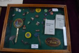 Glazed Display Case Containing Badges and Collectors Items