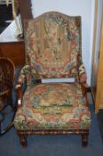 Georgian Mahogany Armchair with Tapestry Upholstery