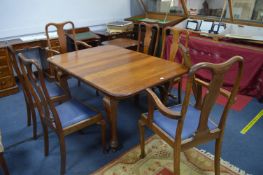 Victorian Oak Wind Out Dining Table with Four Diners and Two Carvers