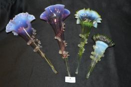 Victorian Vaseline Glass Epergne Flutes