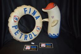 Vintage Fina Petrol Promotional Inflatable Swimming Aids and Stickers