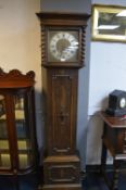 1930's Oak Grandmother Clock with Brass Face