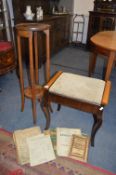 Victorian Mahogany Piano Stool and Plant Stand (AF)
