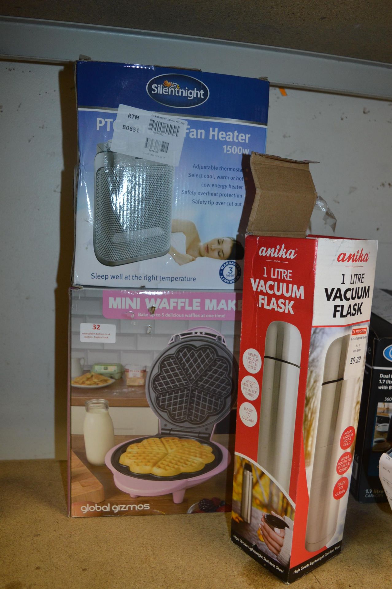*Mini Waffle Maker, Vacuum Flask and a Fan Heater