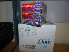 *Box of Baby Dove Wipes and a Pack of 12 Colgate Kids Toothpaste